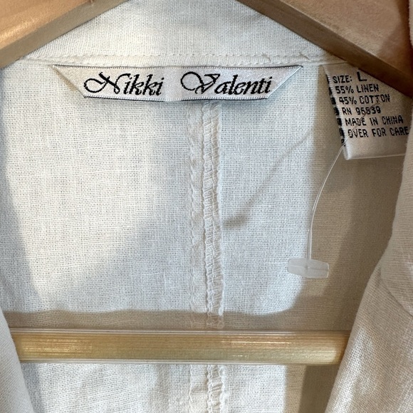 Nikki Valenti Womens Blazer Jacket Size L Linen Cotton Blend Pockets Buttons - Picture 3 of 12